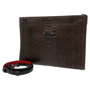 Christian Louboutin Clutch Bag Python Bag Shoulder Bag Brown